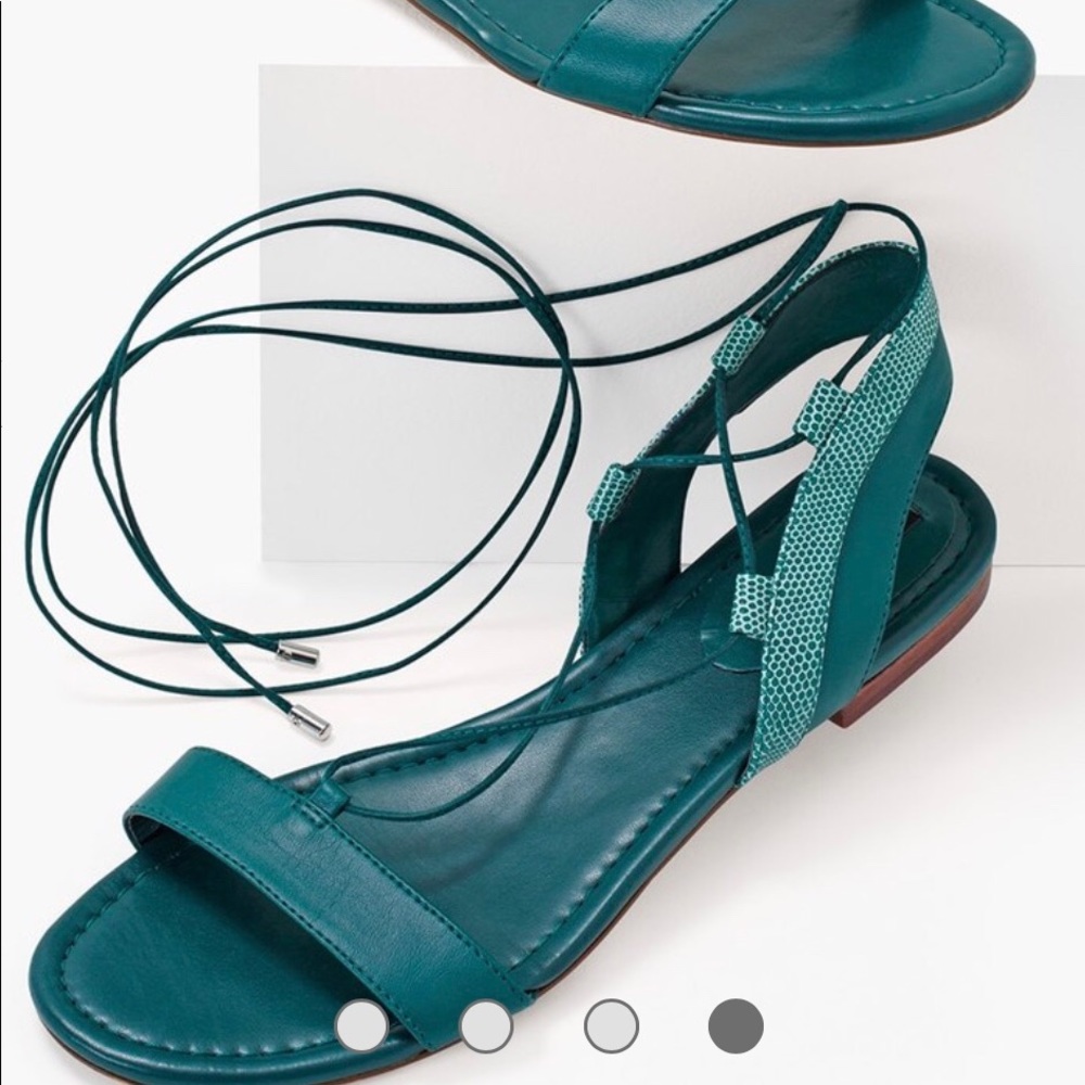 Teal Lace-Up Women's Sandals